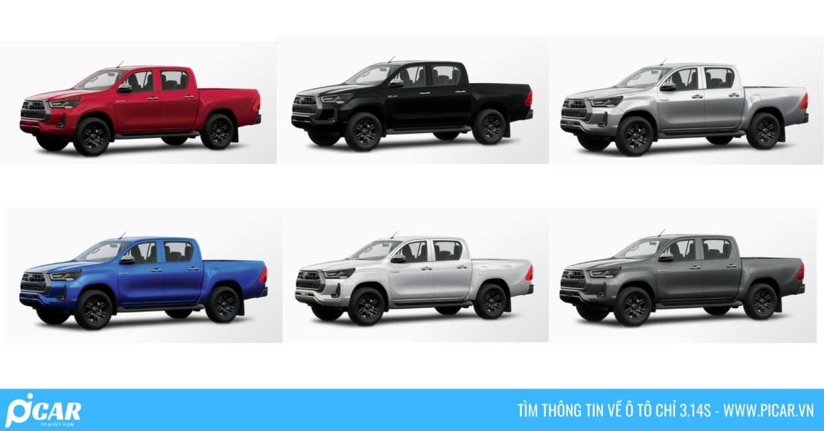 Toyota Hilux có 6 lựa chọn màu sắc.